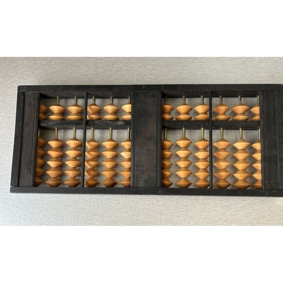 Vintage Japanese Soroban Abacus, 1940s 13 Rods, 2/5 Bead Combo 12 x 5 x 0.75" - Picture 3 of 9